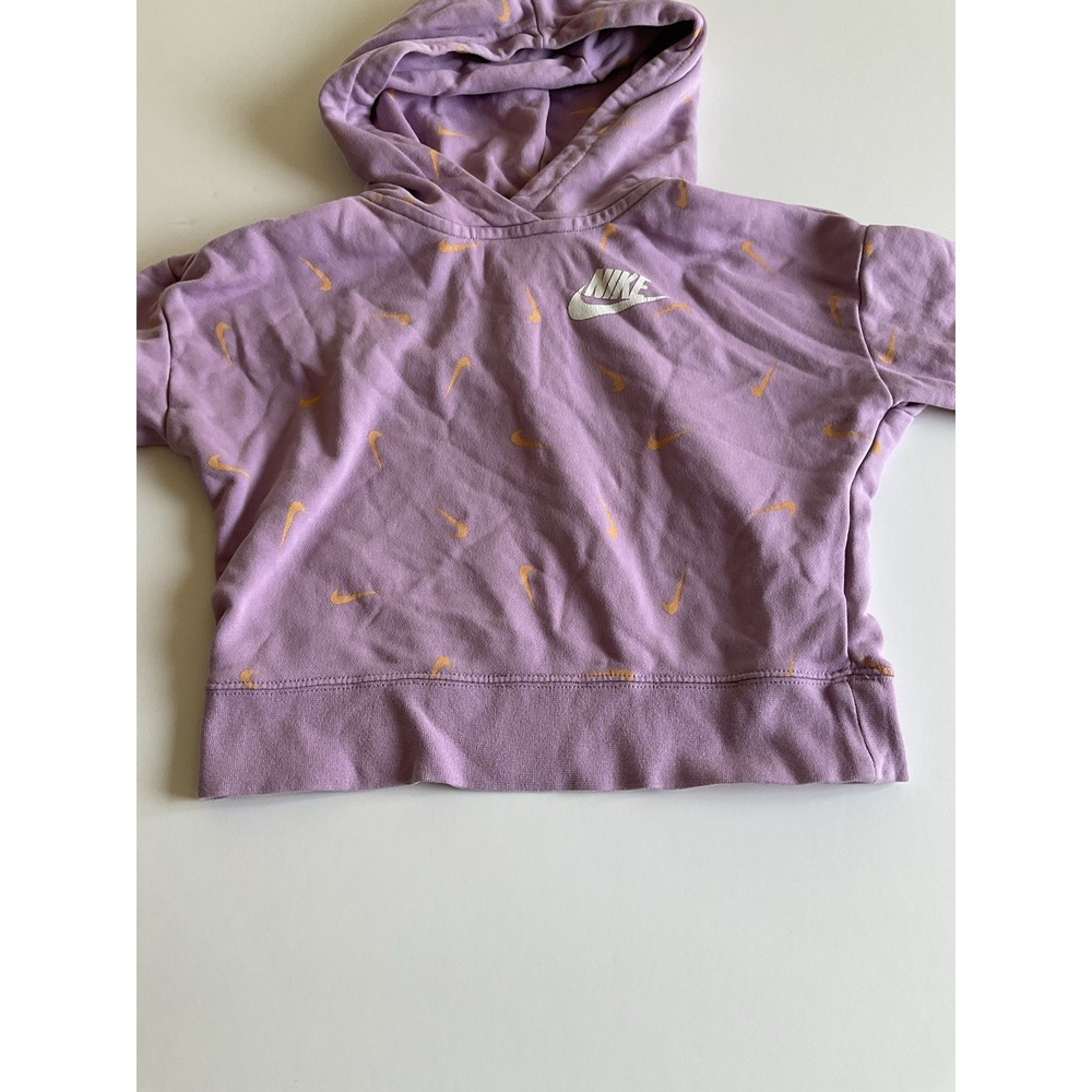 Nike Girls Crop Hoodie Purple Orange Large Standard Fit - Picture 7 of 11